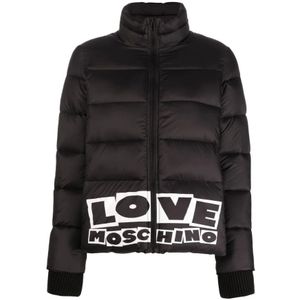 Love Moschino, Dames, Jassen, Zwart, Maat: XS Nylon,