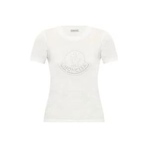 Moncler Witte Logo Print T-shirts en Polos , White , Dames , Maat: L