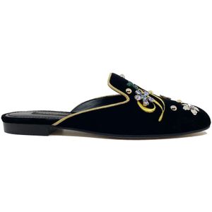 Dolce & Gabbana, Dames, Schoenen, Zwart, Maat: 35 EU Velours,
