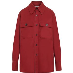 Saint Laurent, Dames, Blouses & Shirts, Rood, Maat: M Katoen,