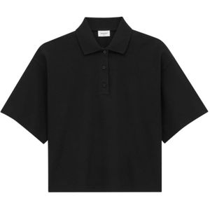 Saint Laurent, Dames, Tops, Zwart, Maat: S Katoen,
