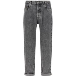 Brunello Cucinelli, Heren, Jeans, Grijs, Maat: S Katoen,
