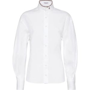 Brunello Cucinelli, Dames, Blouses & Shirts, Wit, Maat: M Katoen,