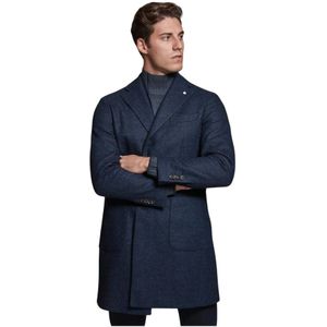 Luigi Bianchi Mantova, Heren, Mantels, Blauw, Maat: S Wol,