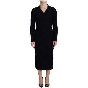 Dolce & Gabbana - Knitted Kleedjes - Zwart - Dames - Wol