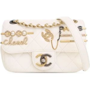 Chanel Vintage, Dames, Pre-owned, Wit, Maat: ONE Size Leer,