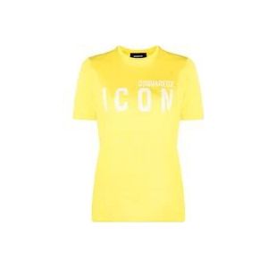Dsquared2 Gele Casual Dames T-Shirt , Yellow , Dames , Maat: L