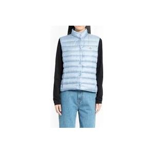 Moncler Lichtblauwe Gewatteerde Mouwloze Vest , Blue , Dames , Maat: 2XL