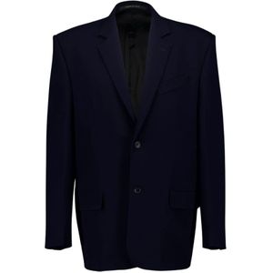 Balenciaga, Heren, Jassen, Blauw, Maat: S Wol,