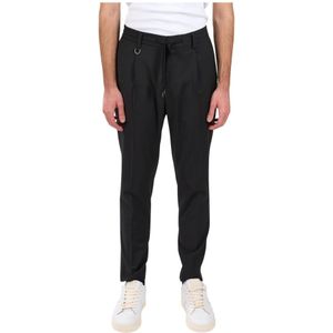 Paolo Pecora, Heren, Broeken, Zwart, Maat: M Wol,