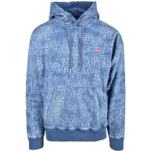 Diesel, Heren, Sweatshirts & Hoodies, Blauw, Maat: L Katoen,