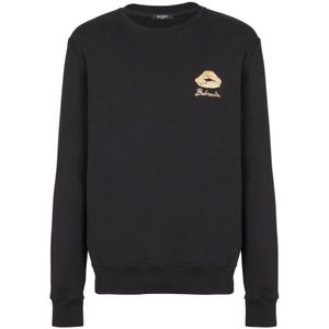 Balmain Sweatshirt met kusprint , Black , Heren , Maat: S