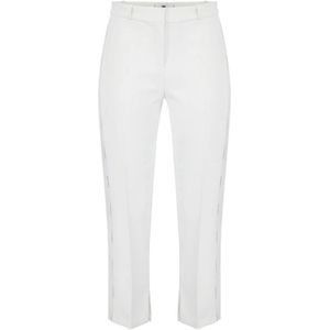 Elisabetta Franchi, Dames, Broeken, Wit, Maat: XS Leer,