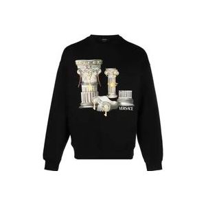 Versace Zwart Grafisch Print Sweatshirt , Black , Heren , Maat: S