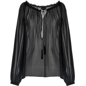 Tom Ford, Dames, Blouses & Shirts, Zwart, Maat: 3XS Zijde,
