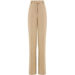 Ferragamo, Dames, Broeken, Bruin, Maat: S Leer,