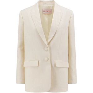 Valentino - Blazer - Toile Iconographe - Zwart - Wol Zijde Mix