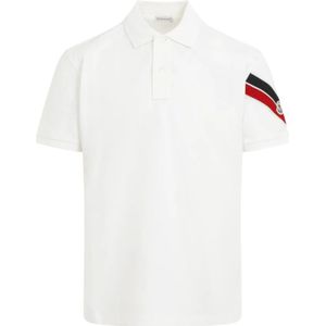 Moncler Witte Polo , White , Heren , Maat: M