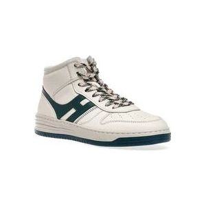 Hogan Witte en groene hoge leren sneakers - Maat 40 , White , Heren , Maat: 42 EU