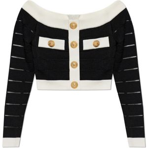 Balmain Top met knopen , Black , Dames , Maat: L