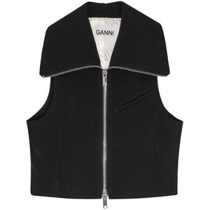 Ganni, Dames, Jassen, Zwart, Maat: XS Poliester,