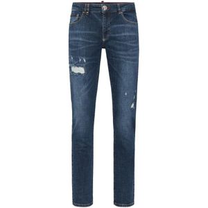 Philipp Plein, Heren, Jeans, Blauw, Maat: W30 Katoen,