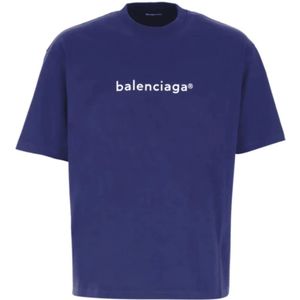 Balenciaga, Heren, Tops, Blauw, Maat: 2XS Katoen,