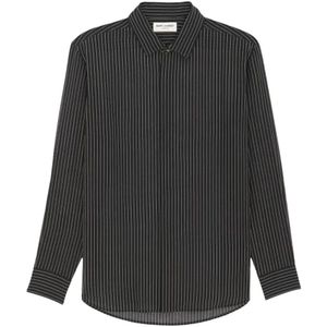 Saint Laurent, Heren, Overhemden, Zwart, Maat: XL Zijde,