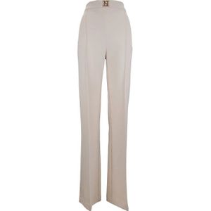 Elisabetta Franchi, Dames, Broeken, Beige, Maat: XL Poliester,