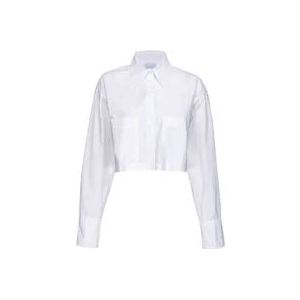 Pinko Witte Katoenen Puntkraag Overhemd , White , Dames , Maat: XS