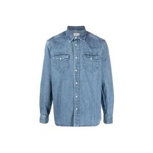 Woolrich Denim Borstzakken Shirt , Blue , Heren , Maat: 2XL