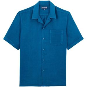 Vilebrequin, Heren, Overhemden, Blauw, Maat: M Linnen,