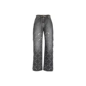 Versace Zwarte Jeans Broek - Oversized Fit - Alle Temperaturen - 100% Katoen , Black , Dames , Maat: W26