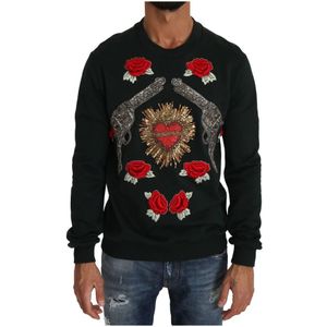 Dolce & Gabbana, Heren, Sweatshirts & Hoodies, Groen, Maat: 2XL Katoen,