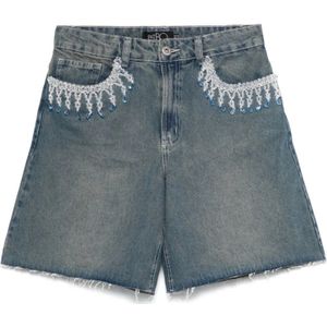 Patbo, Dames, Korte broeken, Blauw, Maat: 2XS Denim,