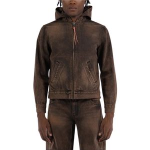 Aries, Heren, Jassen, Bruin, Maat: S Denim,