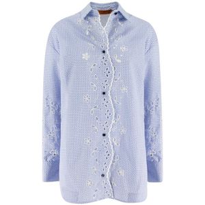 Ermanno Scervino, Dames, Blouses & Shirts, Blauw, Maat: XS Katoen,