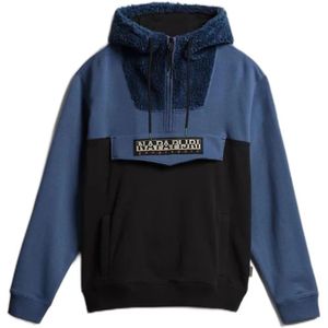 Napapijri, Heren, Sweatshirts & Hoodies, Blauw, Maat: L Katoen,