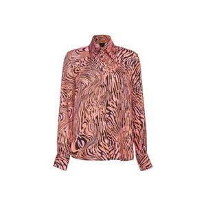 Pinko Satijnen Shirt met Verstoord Print , Multicolor , Dames , Maat: XS
