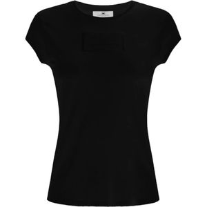 Elisabetta Franchi - T-shirt - Zwart - Katoen