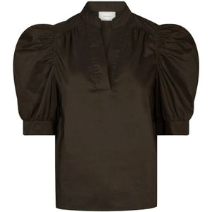 Neo Noir, Dames, Blouses & Shirts, Bruin, Maat: XS Katoen,