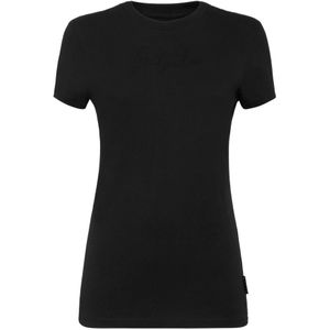 Philipp Plein, Dames, Tops, Zwart, Maat: XS Katoen,