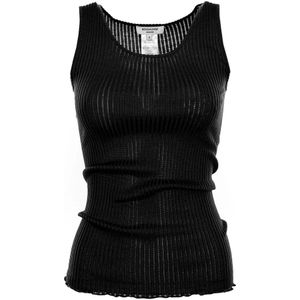 Rosemunde - Tops - Zwart - Mouwloos - Geribbelde Top - Zijde