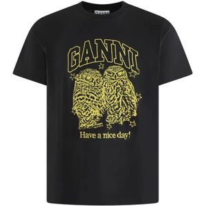 Ganni, Dames, Tops, Zwart, Maat: L