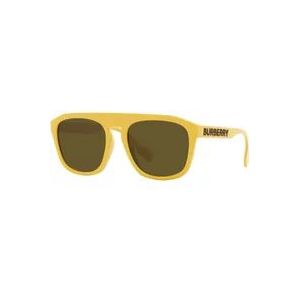 Burberry Gele/Donkerbruine zonnebril , Yellow , Heren , Maat: 57 MM