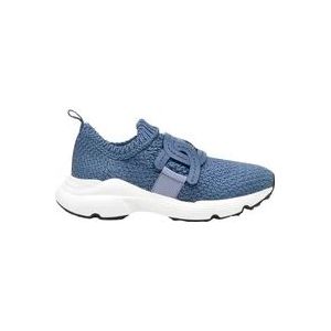 Tod's Blauwe Stretch Katoenen Slip-on Sneakers , Blue , Dames , Maat: 36 EU