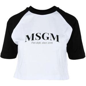 Msgm, Dames, Tops, Wit, Maat: L Katoen,