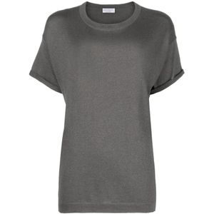 Brunello Cucinelli, Dames, Tops, Grijs, Maat: M Kasjmier,