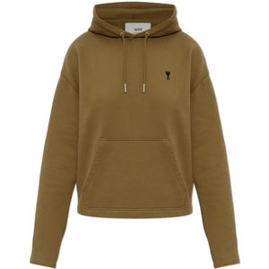 Ami Paris, Dames, Sweatshirts & Hoodies, Groen, Maat: 2XS Katoen,