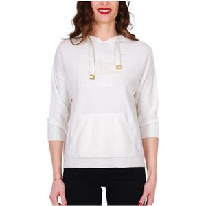 Elisabetta Franchi, Dames, Sweatshirts & Hoodies, Wit, Maat: M Katoen,